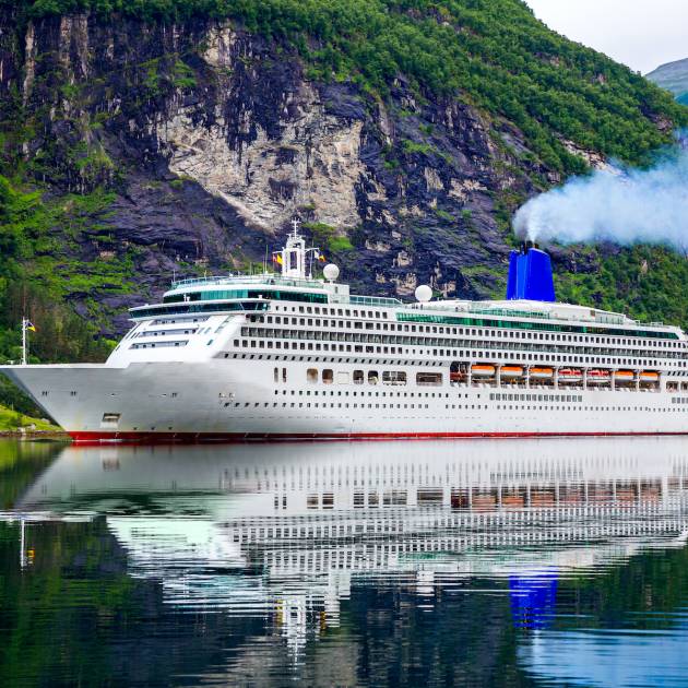 Cruise Ship, Cruise Liners On Geiranger fjord, Norway